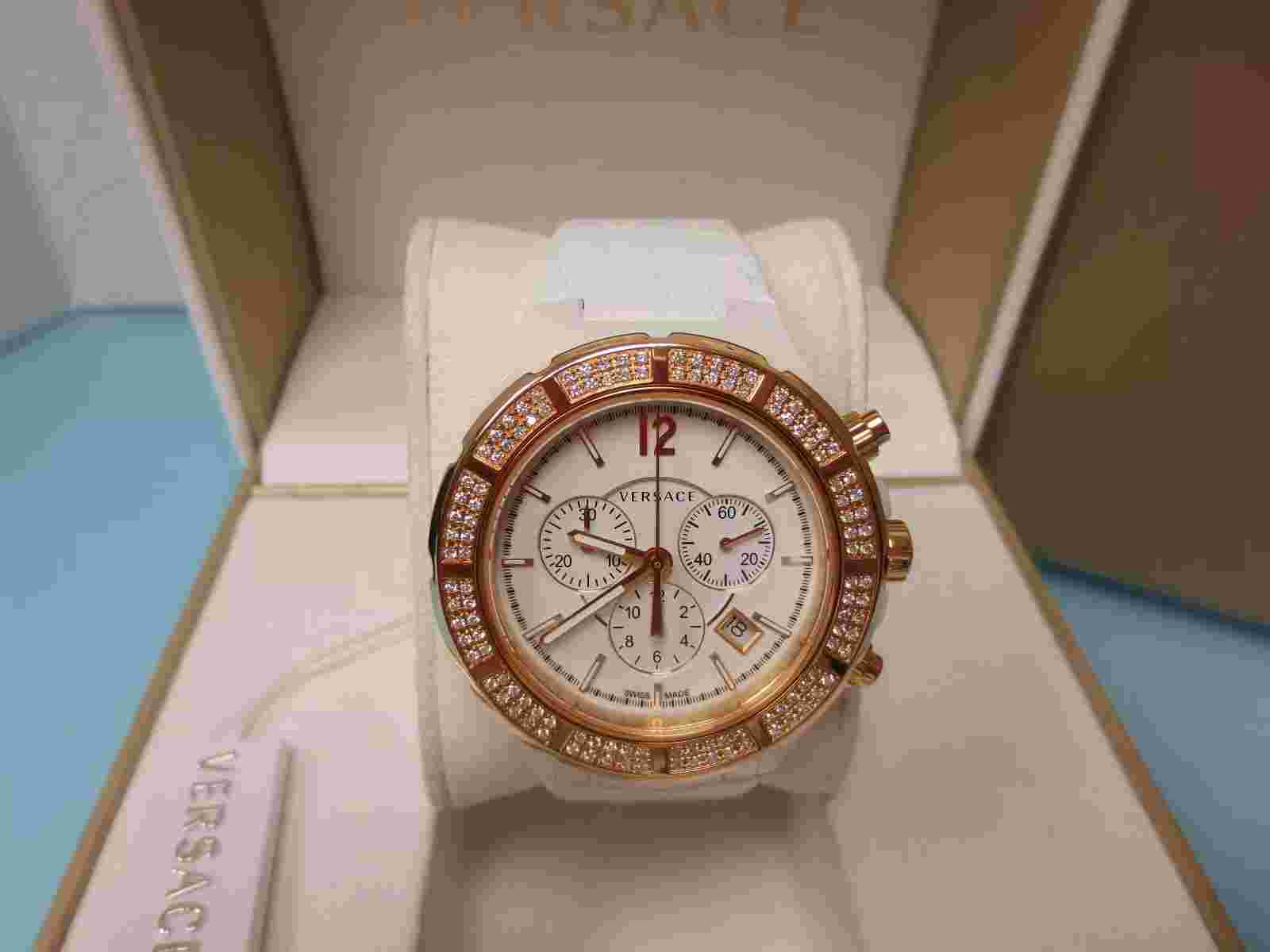 Versace 28CCP11D001 S001 Dv One Tachymeter Bezel DIAMOND Chronograph White Watch