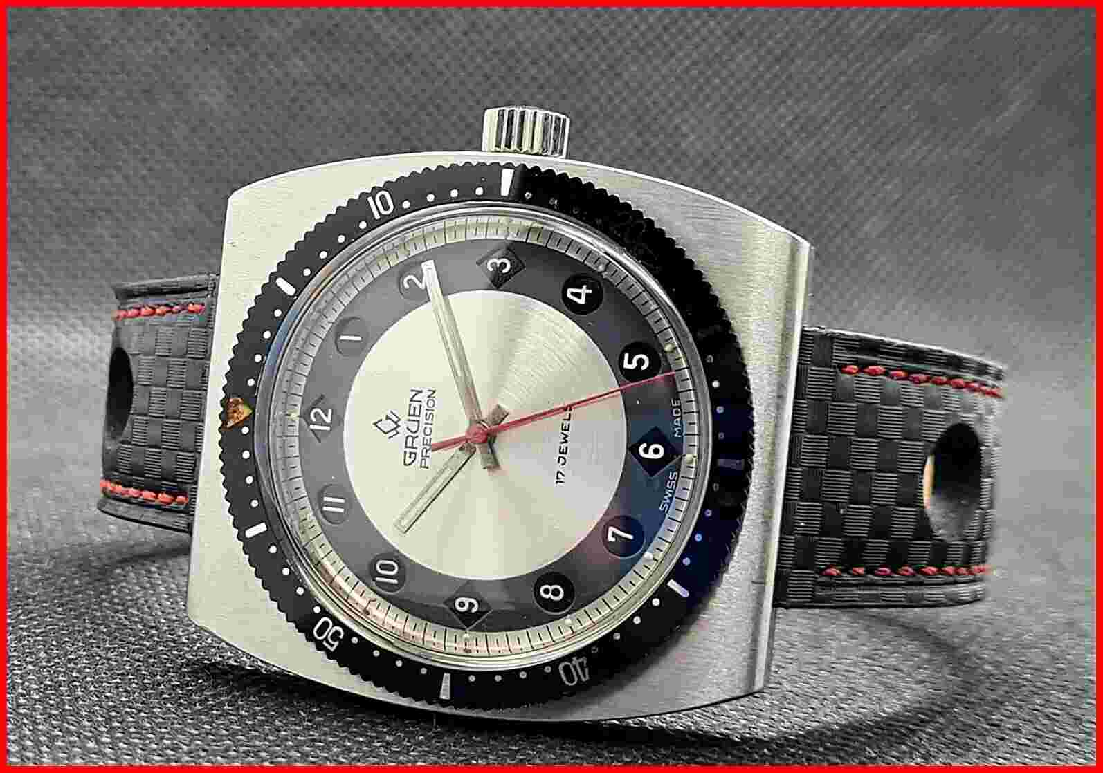 Gruen Precision 510 RSS Airflight AM/PM Pilot Oversized 40x43mm Steel Men Watch