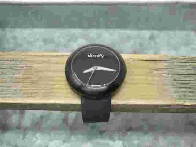 Simplify Black Watch with Leather Band, Quartz, Clean and Working