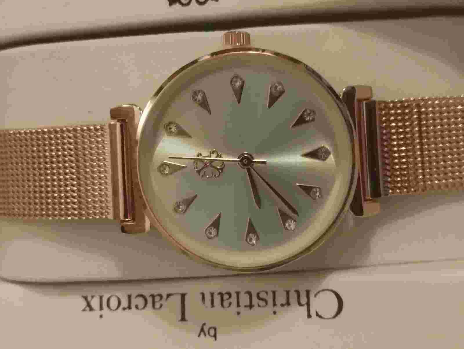 Christian Lacroix Watch Women's Gold Alloy Quartz Watch Pink & White