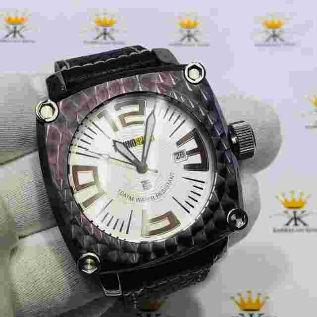 TechnoSport Purple Ion Stainless Steel Large Dial Genuine Black Leather Watch