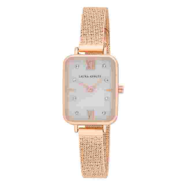 Laura Ashley Women's Tank 22mm Textured Mesh Strap Watch (LA2098)