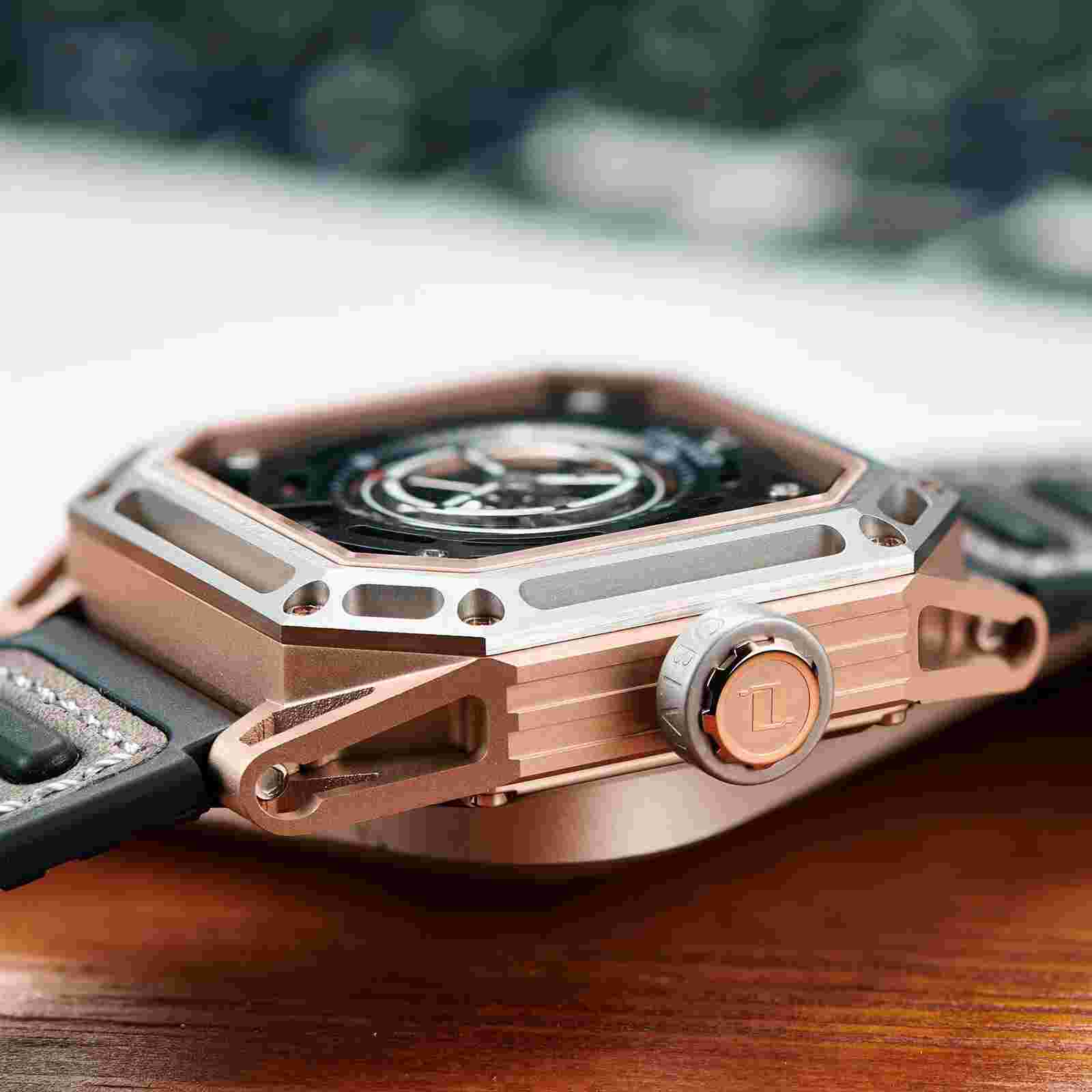 OBLVLO Men Automatic Watch Luxury Mechanical Wristwatch Square Skeleton Luminous