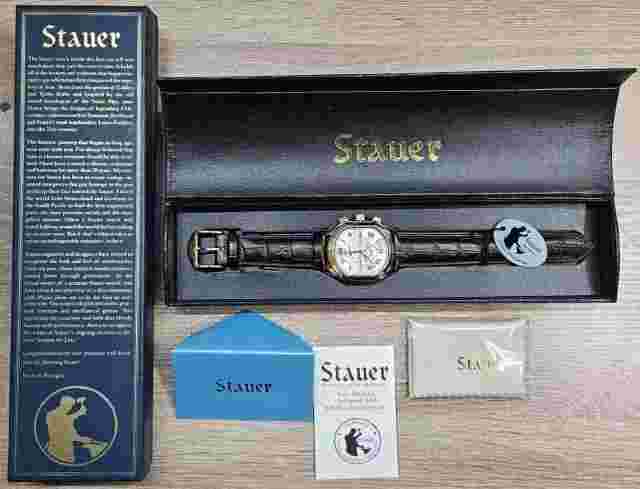 Stauer Men’s Meisterzeit Timepiece Automatic Leather Beige Dial Watch Brand New