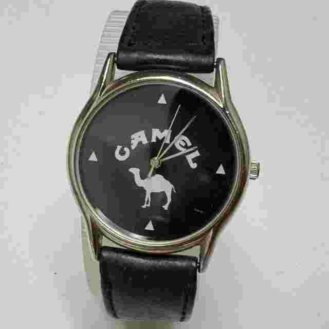 Vintage Camel Quartz Watch Men Silve Black Japan Movt Leather Analog New Battery