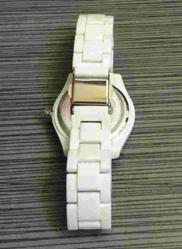 Santini Women's Watch Small Crystal Pink Dial on a White Linked Band New!