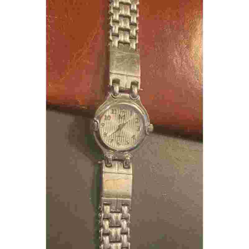 Women's 23mm silver Tone MC Watch,  Striped Background Face, Bracelet Band