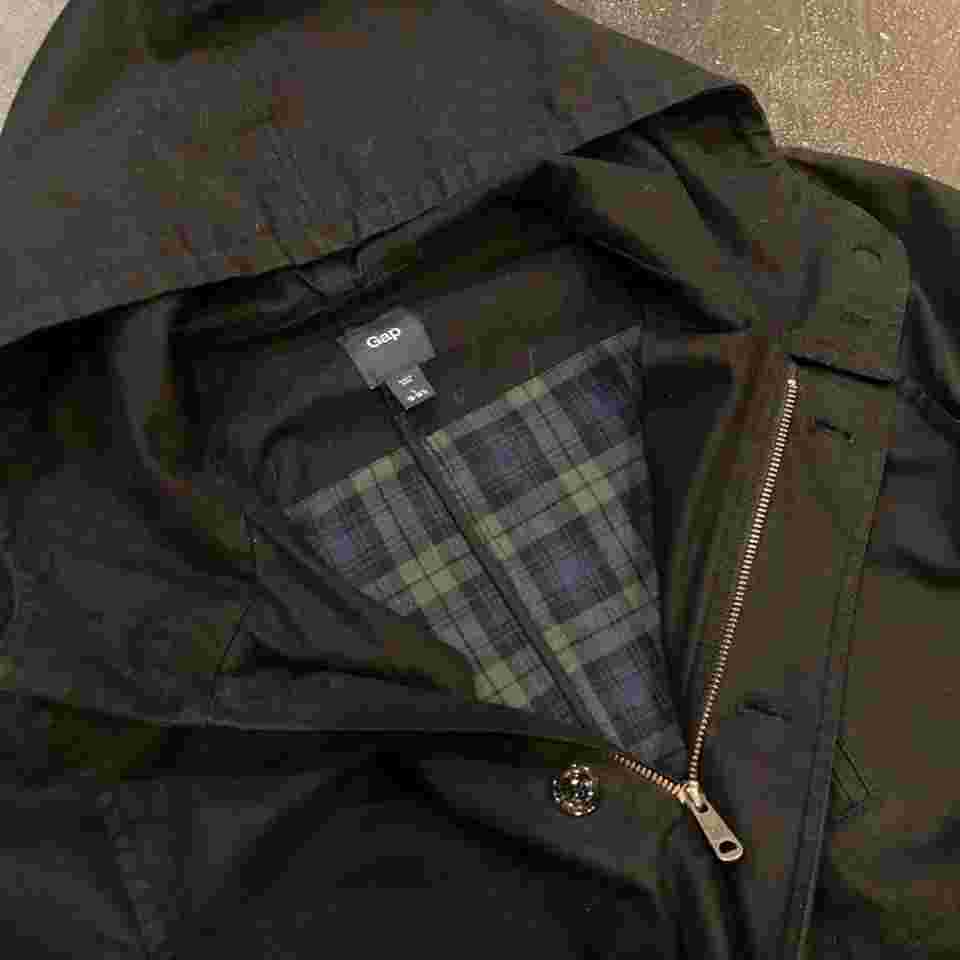 00S Old Gap Hooded Cotton Jacket Mod Coat L Black