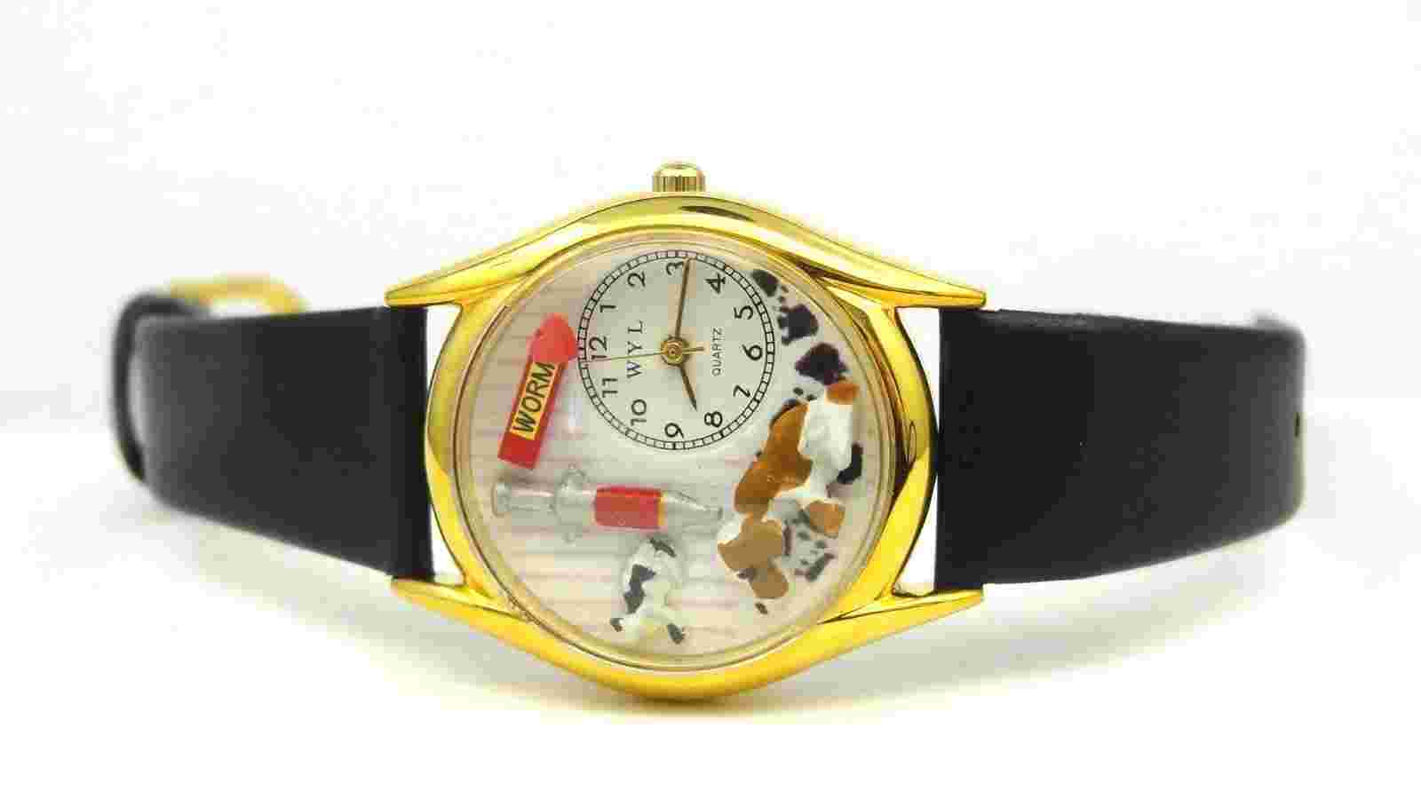 Whimsical S0130013 Veterinarian Black Leather Band Watch - GREAT GIFT