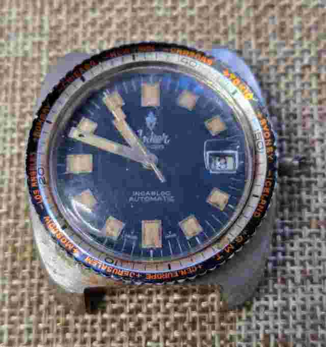 Anker 17 Rubis Cal 2782 Automatic Watch Vintage Mens Blue Dial To Restoration