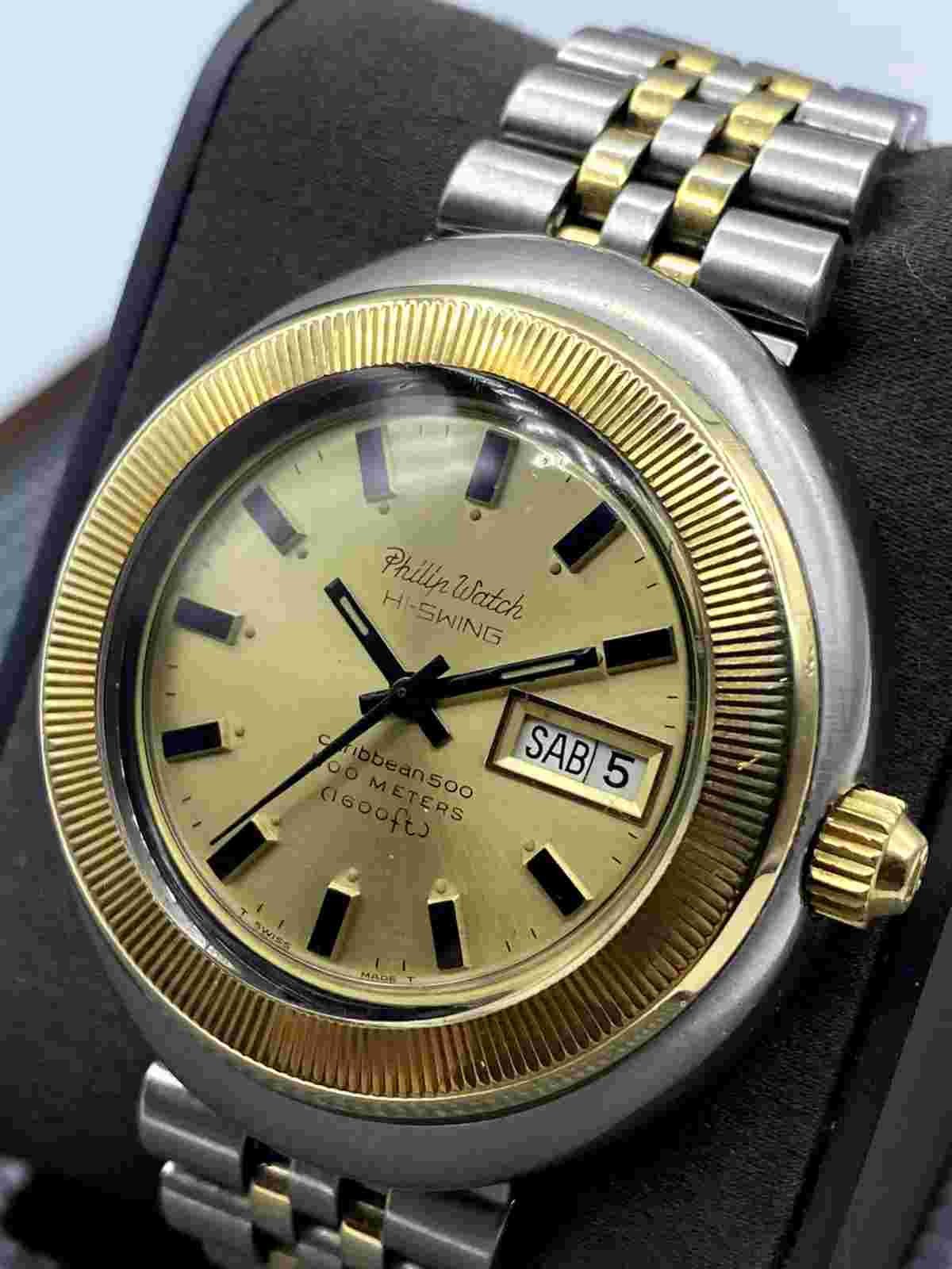 *ULTRA RARE* Philip Watch Jenny Caribbean Hi Swing 500m 14k solid gold FULL SET