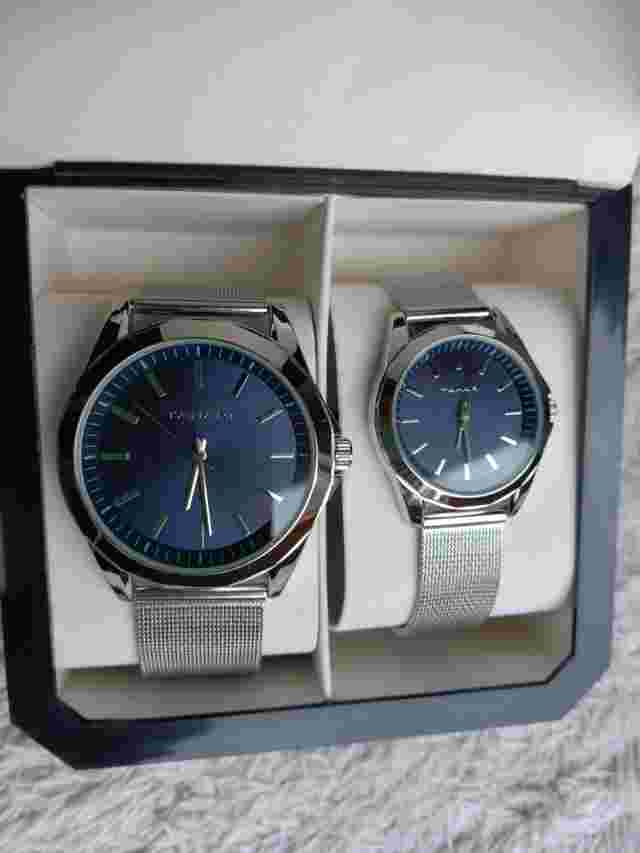 New Tahari His and Hers Watch Set, Stainless Steel