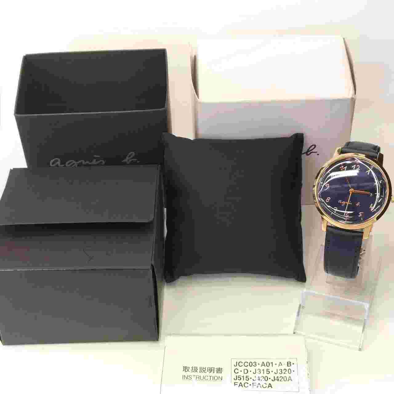 Agnes B Analog VJ-KTD0 Quartz Stainless Leather WR 5BAR Unisex Watch Preowned