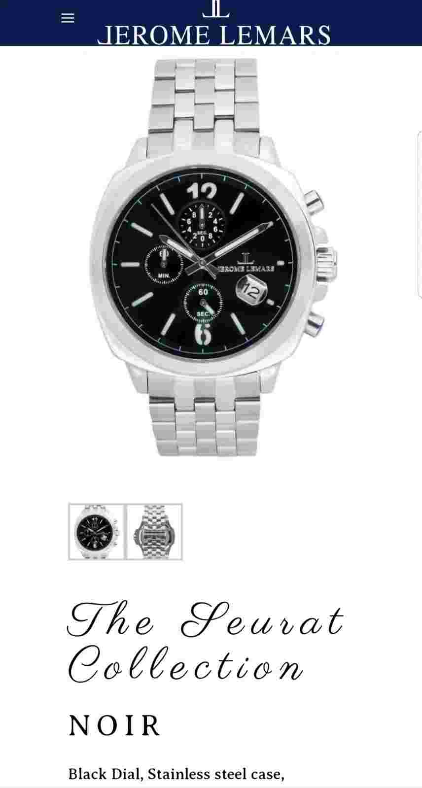 JEROME LEMARS SUERAT NOIR CHRONO SAPPHIRE CRYSTAL "STUNNING" LOOK  RETAILS $495