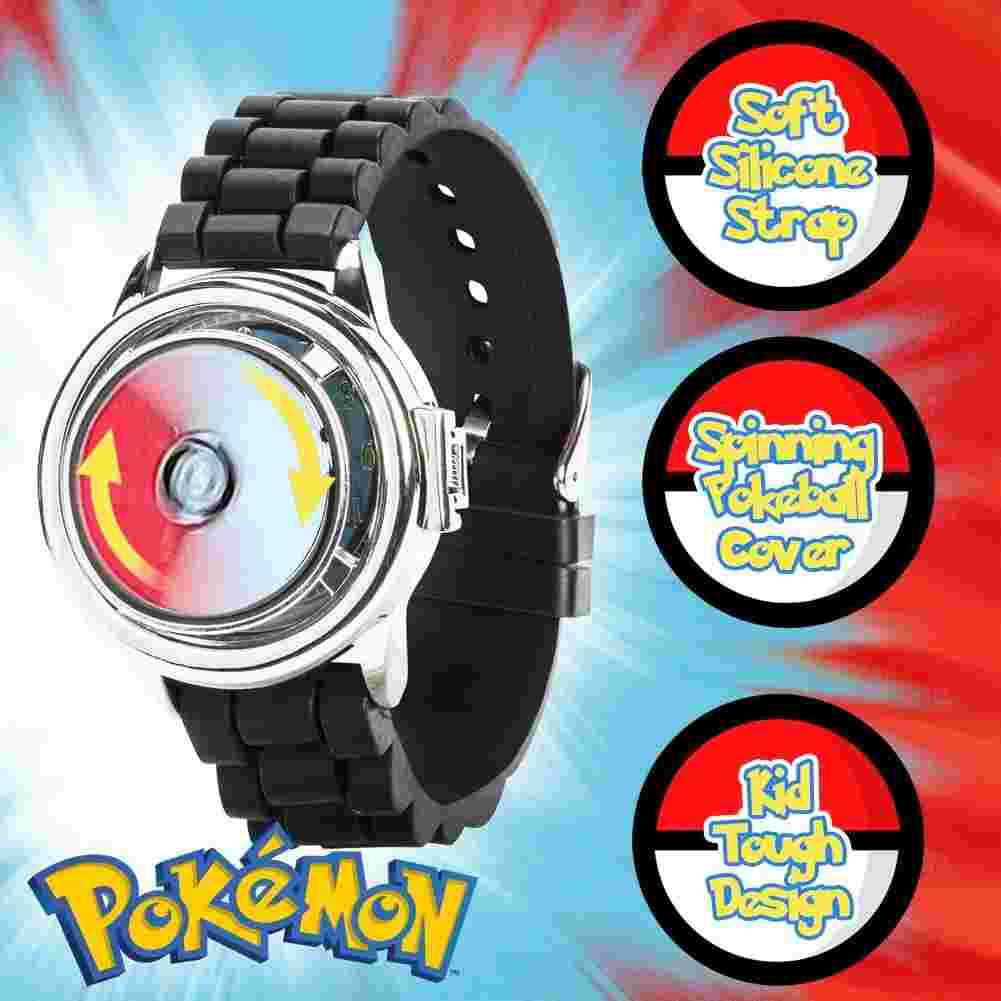 Pokémon Spinner Top Analog Watch for Kids – Features Iconic Poké Ball Spinner, S