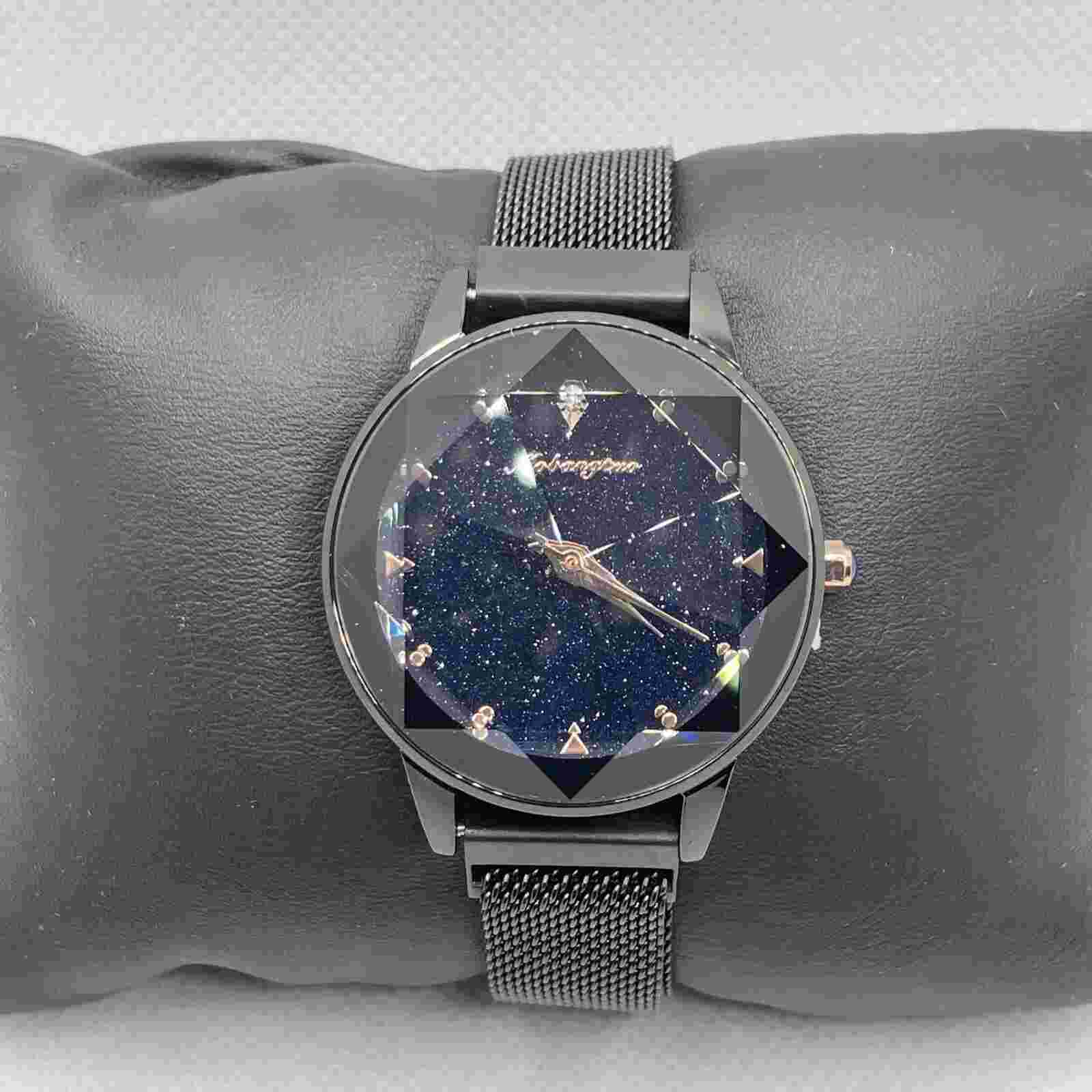 RORIOS Fashion AA-6DW003 Women's Black Stainless Steel Analog Dial Watch VIA371