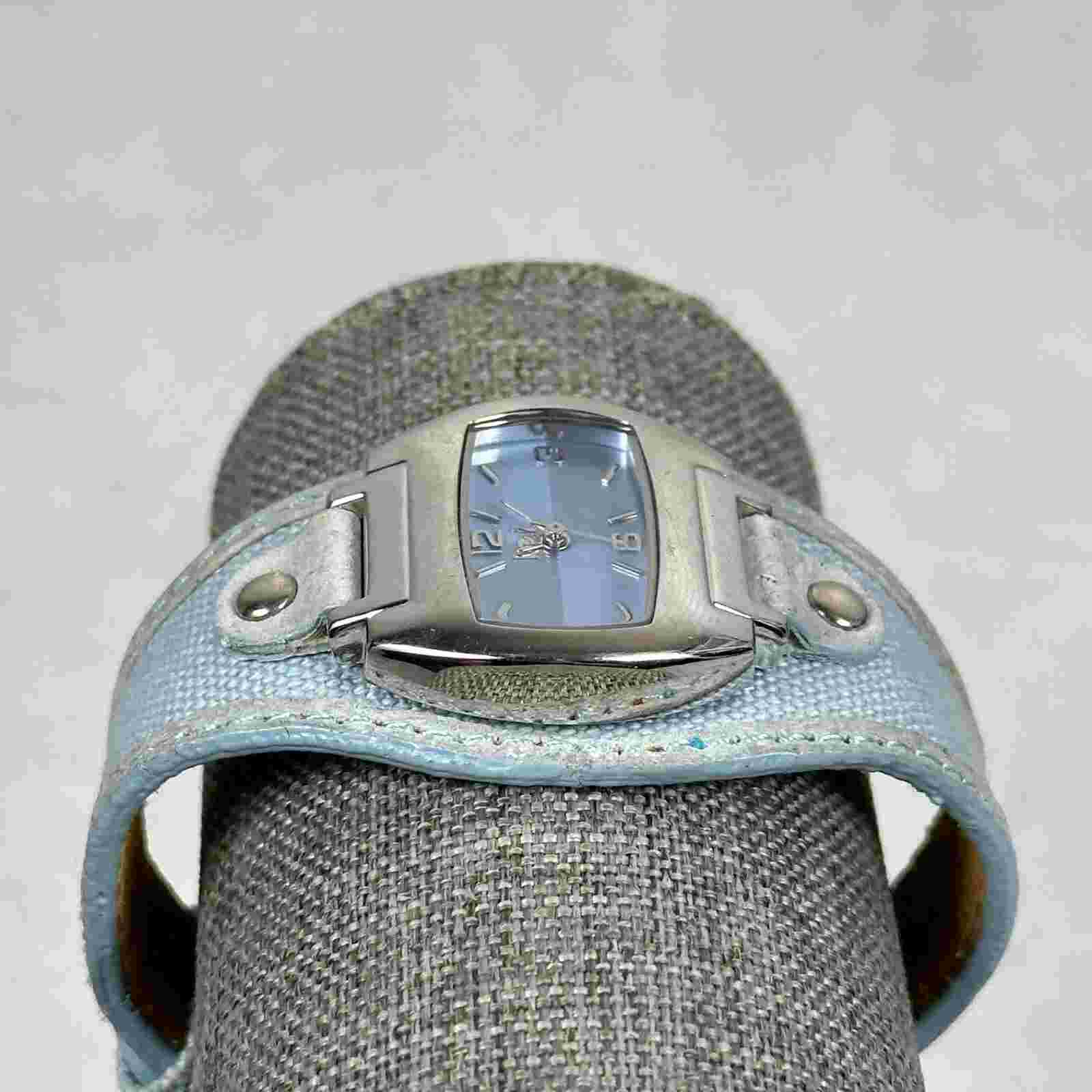 VTG L.E.I Watch Womens 27mm Rectangle Blue Dial Silver Tone Y2K 90s New Battery