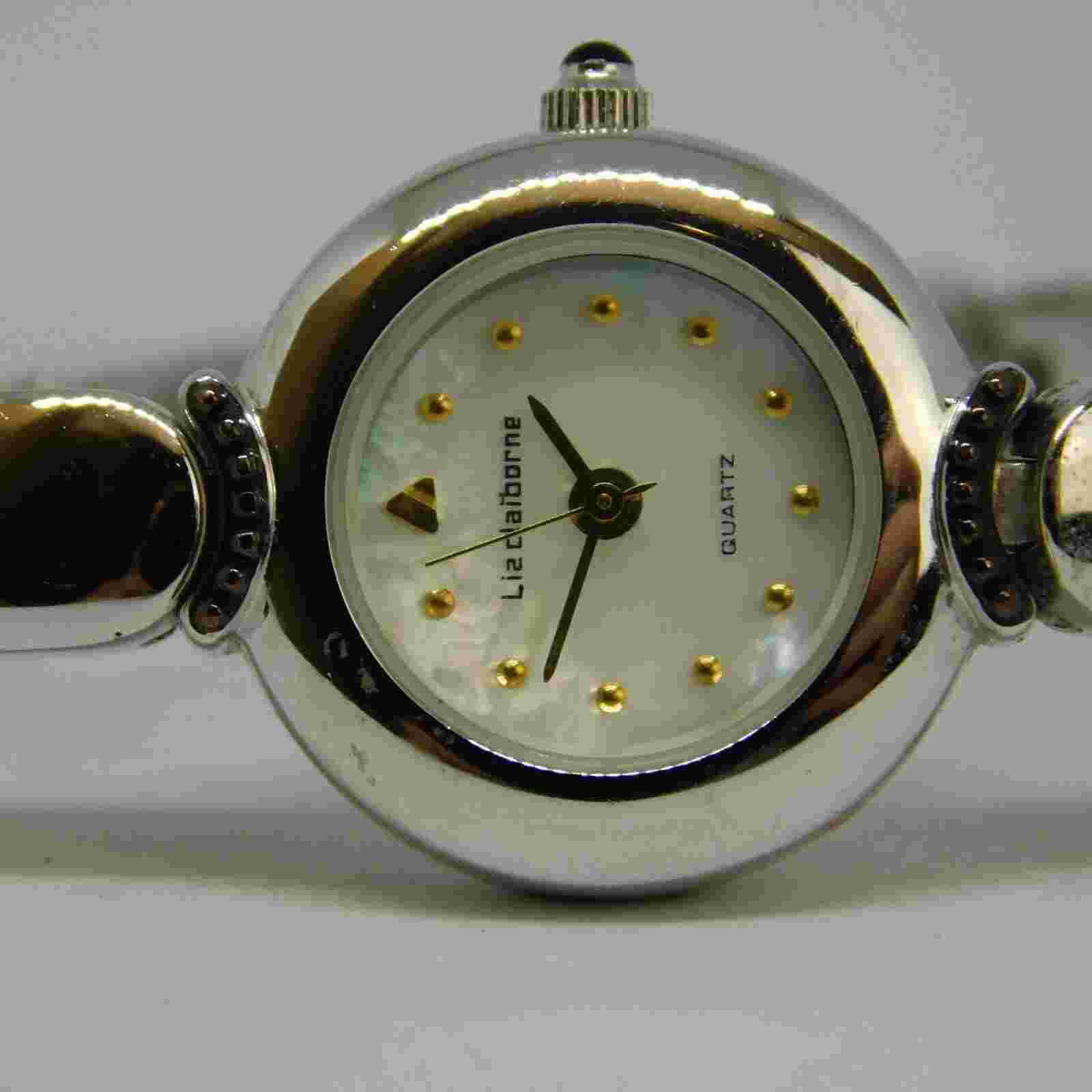 Liz Claiborne WA4704 Silver Tone Quartz Women's Watch Sz. 6 1/4" New Battery