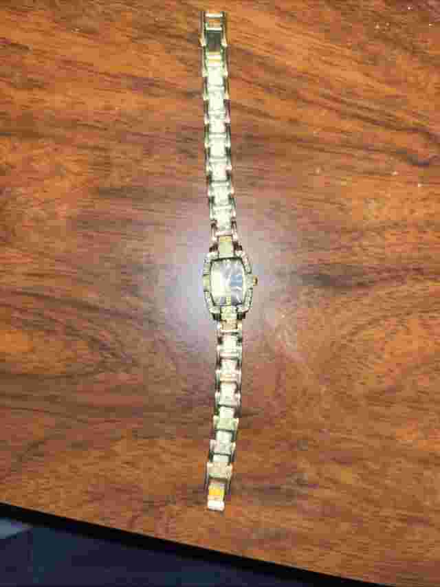Womens Allude Watch Vintage Gold Tone Black Face  Rhinestones New Battery