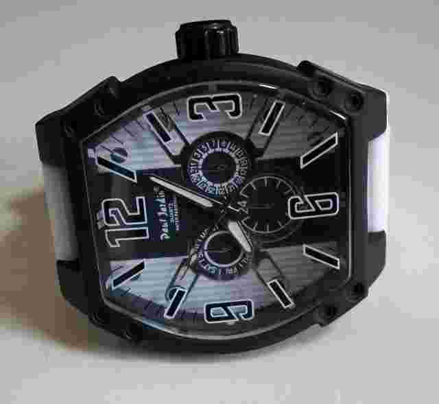 Men's Paul Jardin Black/WhiteSilicone Band Dressy/Casual Fashion Watch