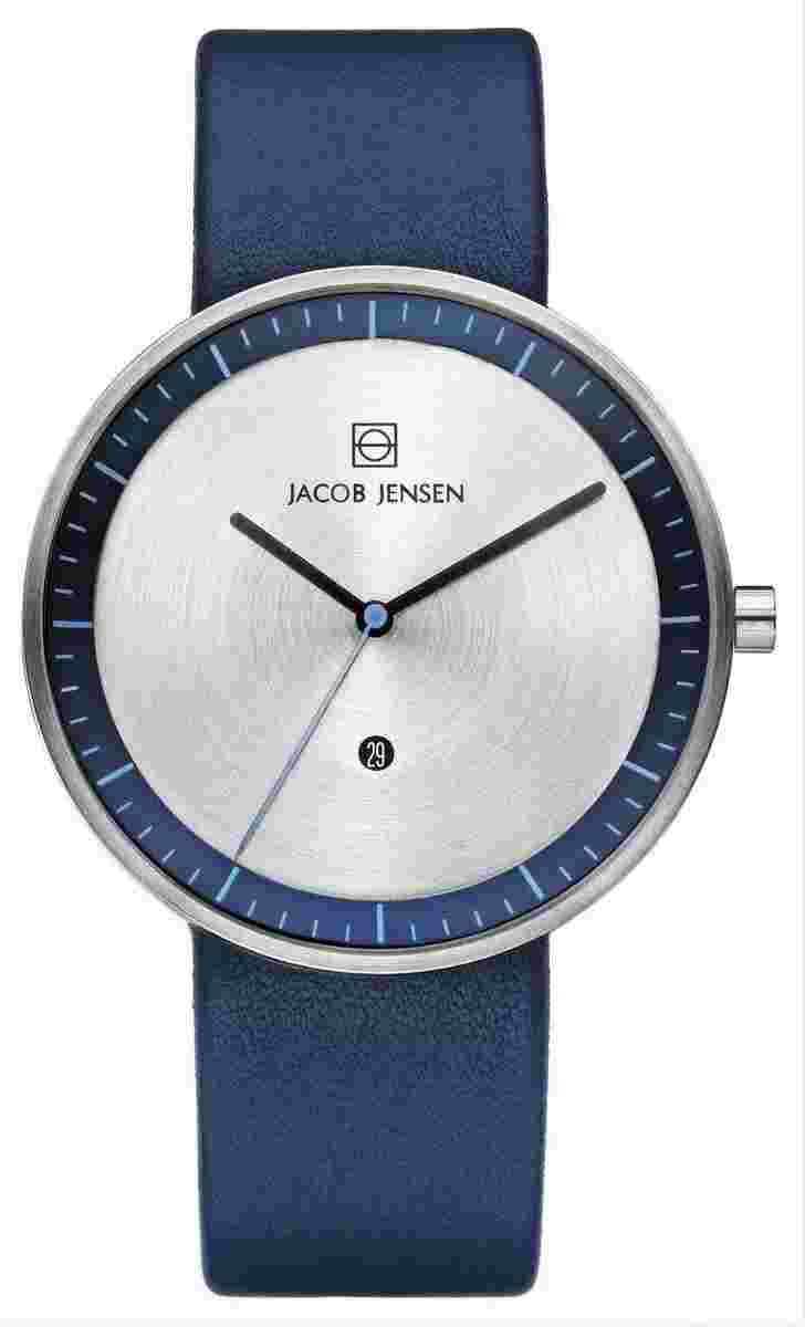 Jacob Jensen Mens Strata Series Watch - Blue/Silver