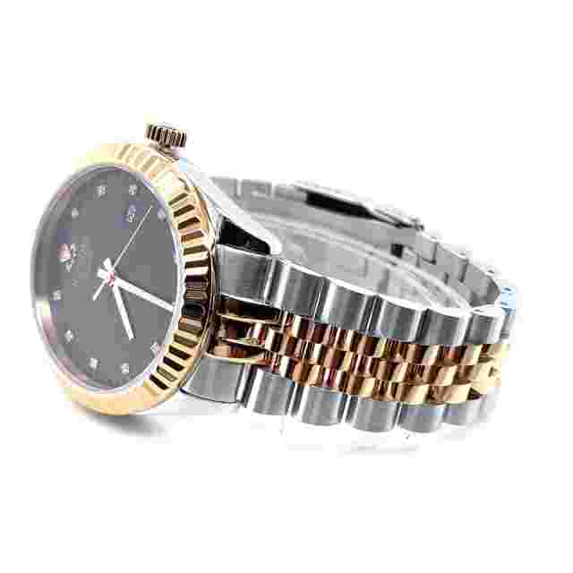 IceTime Jubilee 41mm Men White Gold Steel Watch Brown Dial Iced 0.10ct Diamonds