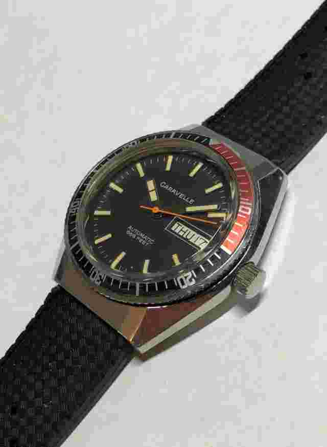 Vintage Caravelle Automatic 17 Jwl Diving Watch Coke Diver Bezel and SS case, P0