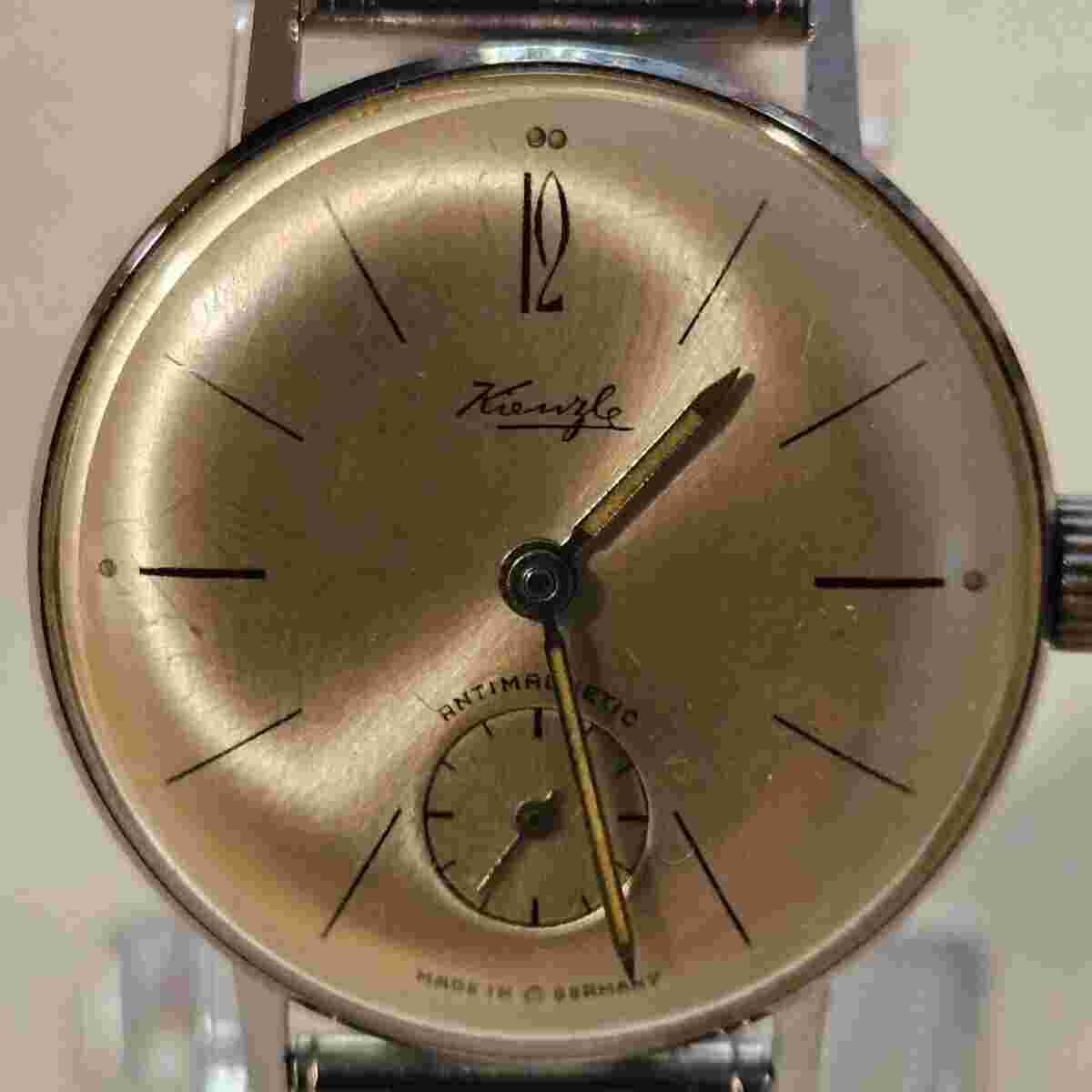 Vintage Men's KIENZLE 34mm Pearl Manual Watch '60 Sammler Antik Elastic Steel