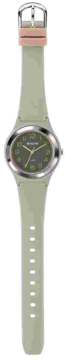 SINAR Youth Watch Wrist Analog Quartz Girls Silicone Band XB-48-5 Grey Pink