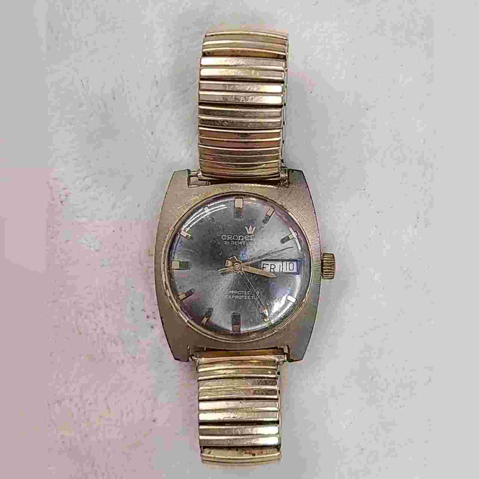 Vintage Cronel Men's 21 Jewels 644 Gold Tone Watch