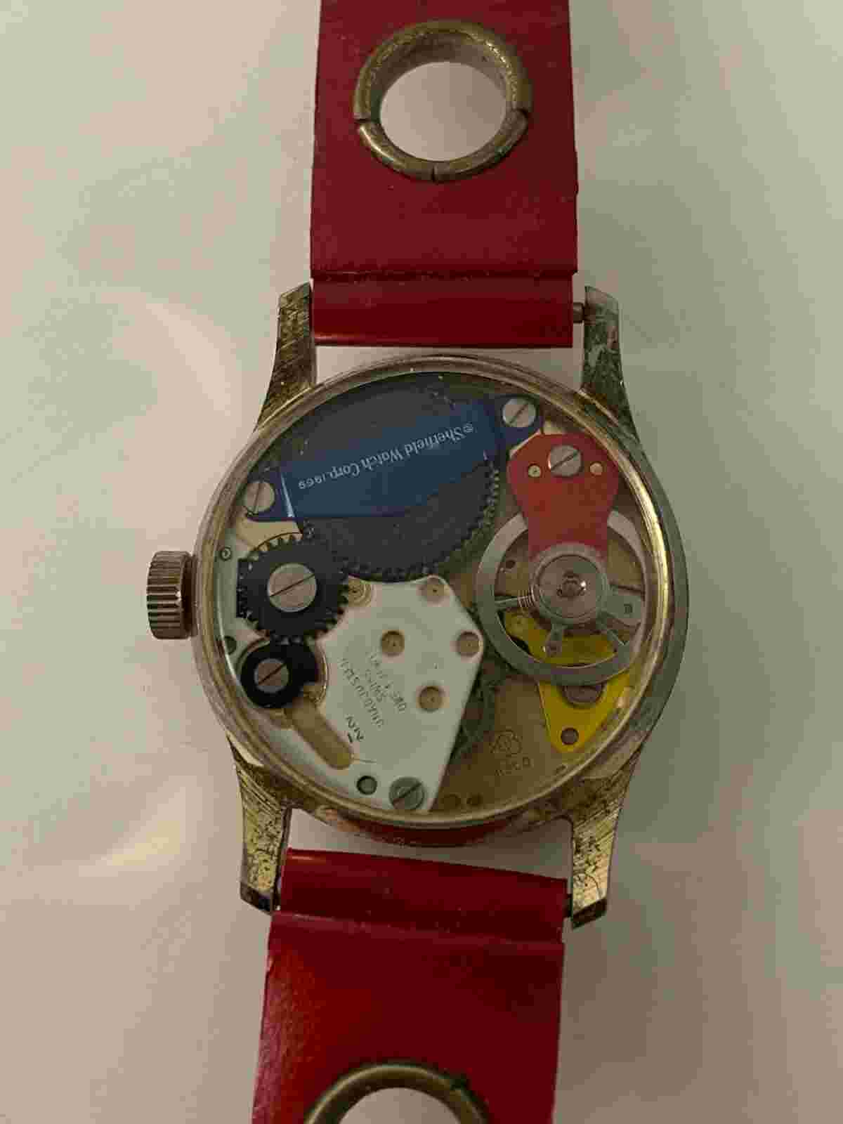 Vtg 1969 Sheffield Time Reader Wristwatch ORG Red Band Parts/Repair Buffy &Jody