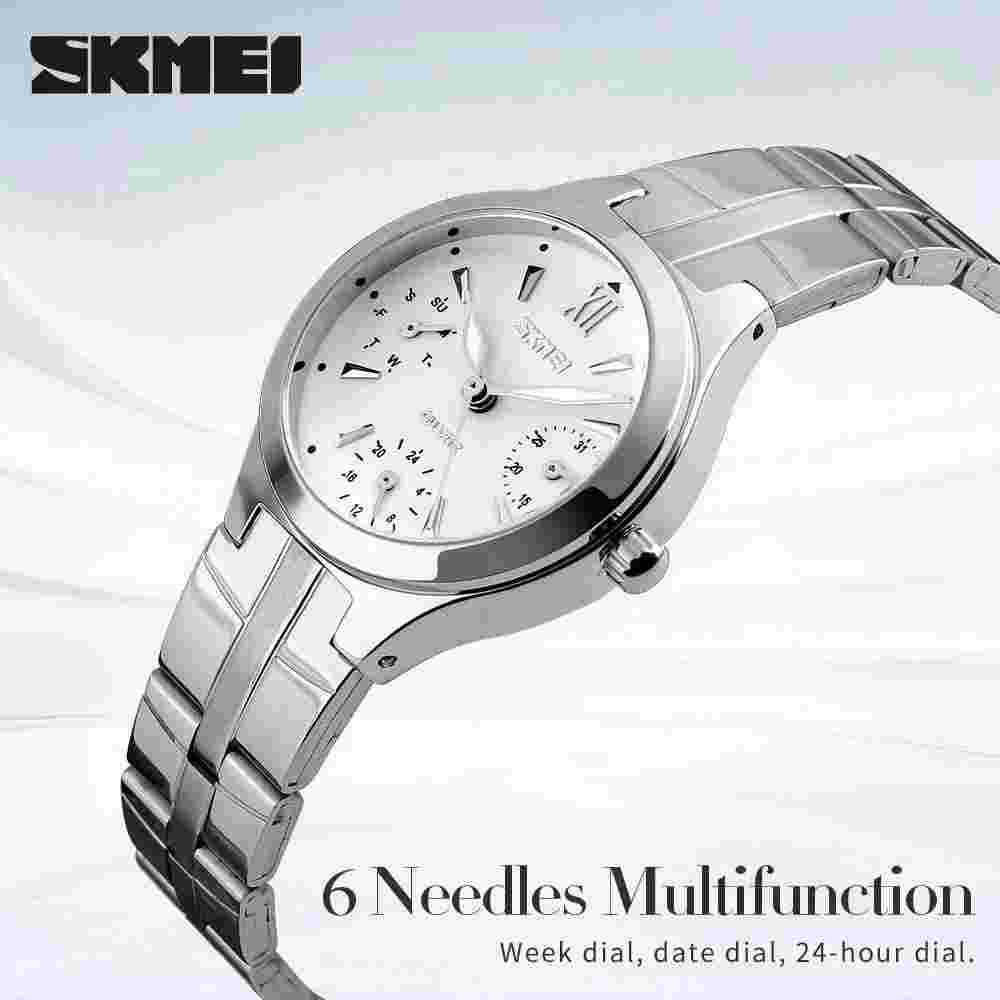 Skmei 9132 Women's Steel Date Day Classic Modern Silver Wrist Watch