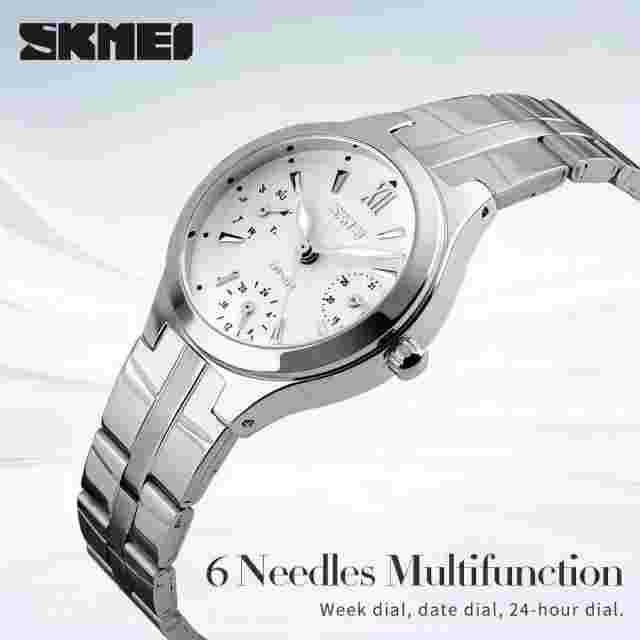 Skmei 9132 Women's Steel Date Day Classic Modern Silver Wrist Watch