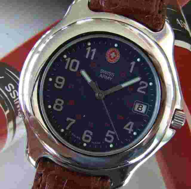Rare EURO SWISS ARMY~Mens ClaSSiC Polished OFFICERS 1884+Cobalt Blue+OEM Leather