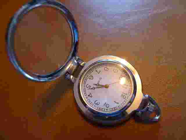NEW.. Chrome Plated Open Fronted  Double Glassed Qtz Pocket Watch...GWC.