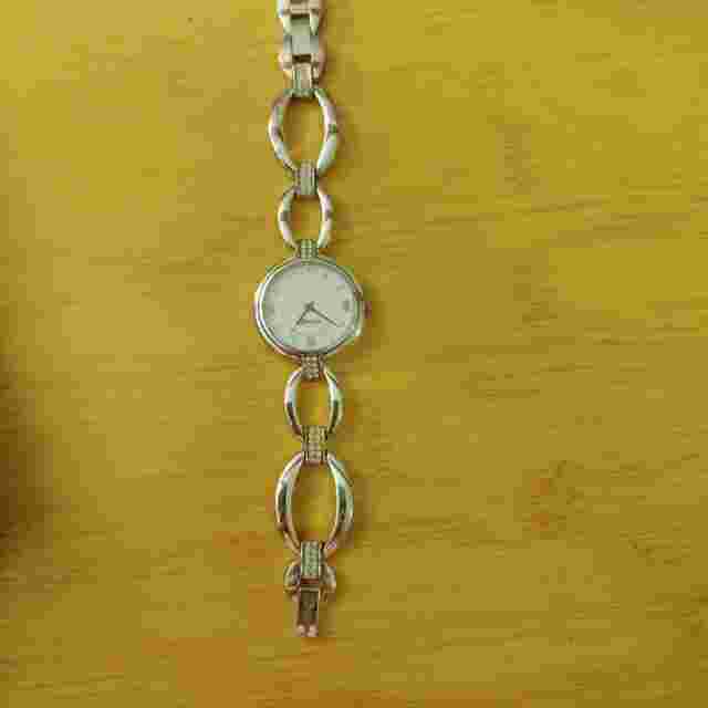 Brighton Watch Meridian Swing Silver Tone Bracelet Crystal Accent Roman Numerals