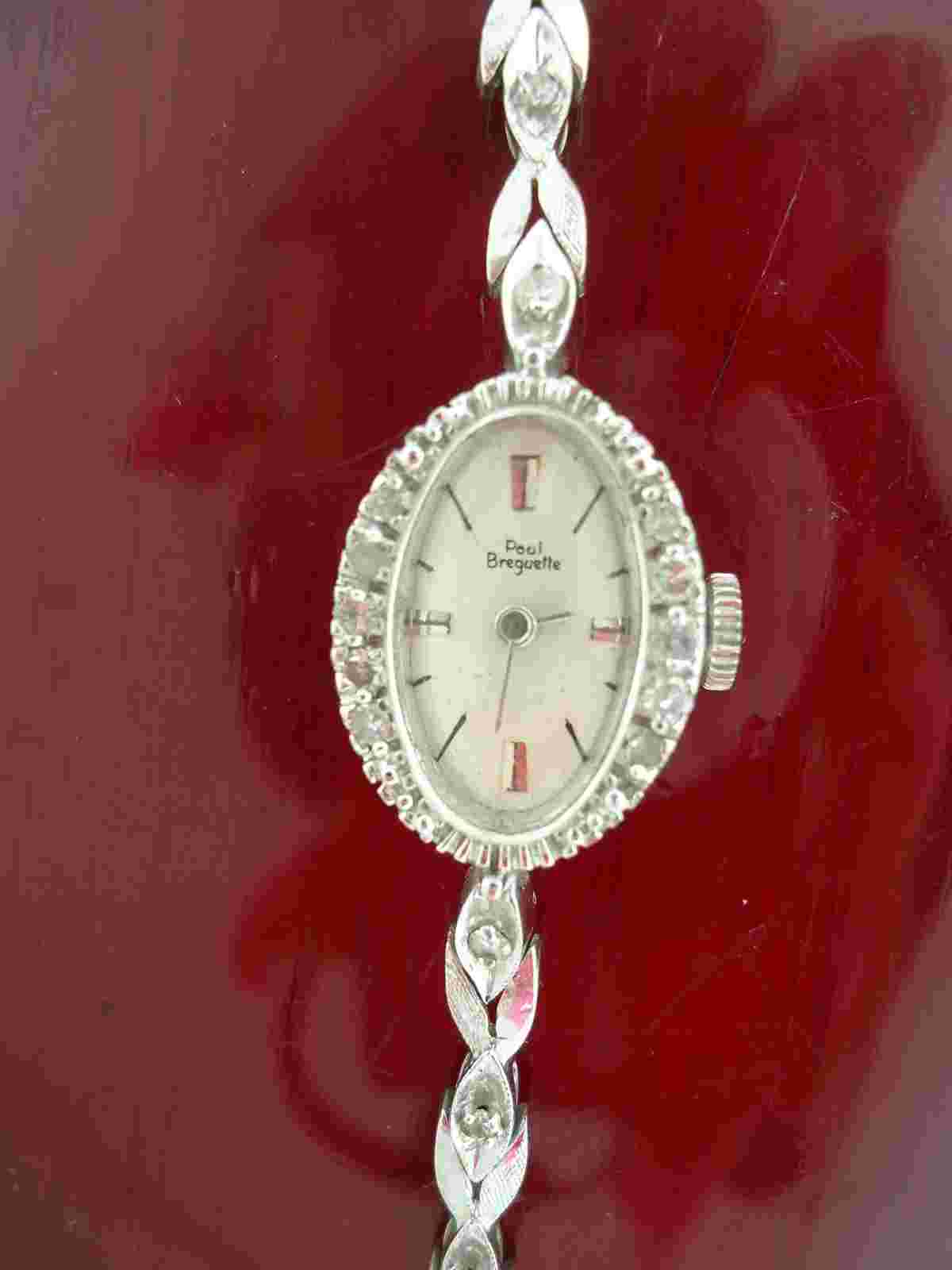 Paul Breguette Ladies Art Deco Diamond and 14k White Gold Watch
