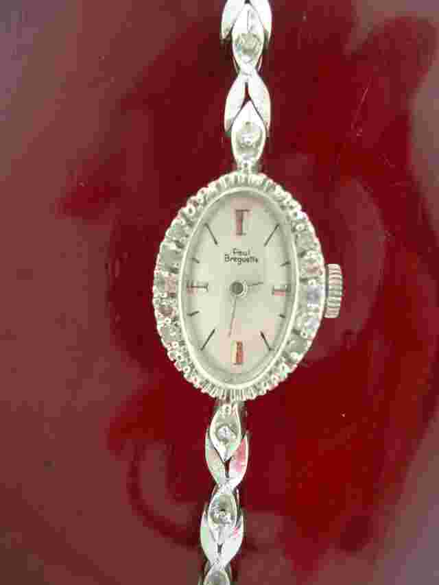 Paul Breguette Ladies Art Deco Diamond and 14k White Gold Watch