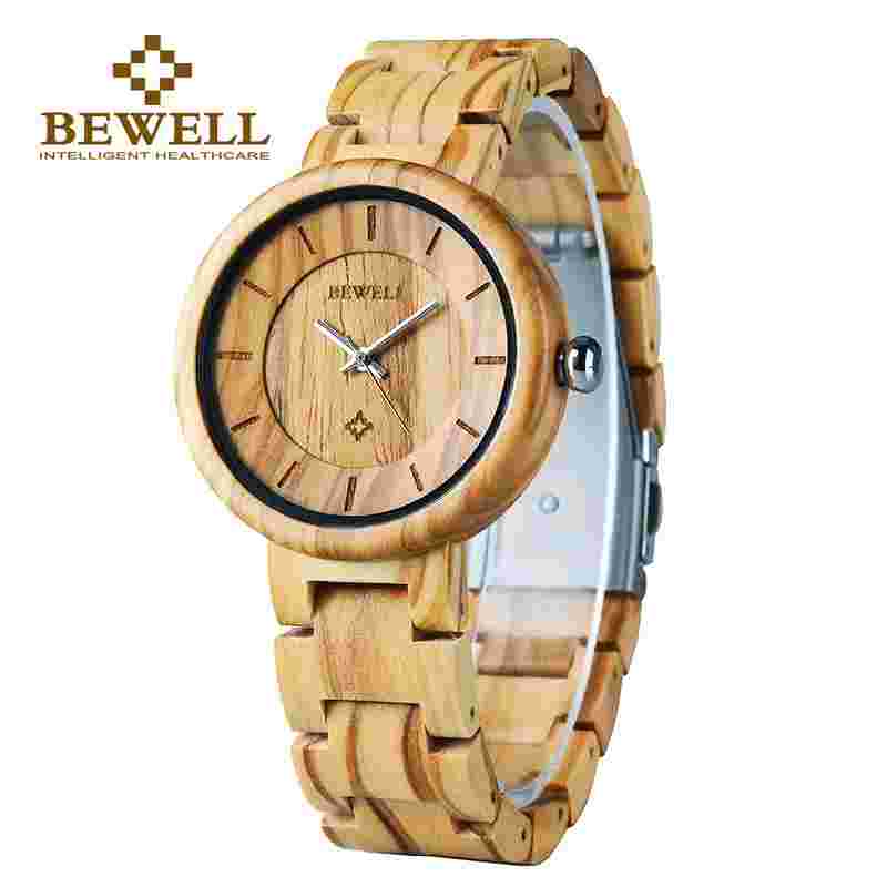 BEWELL Handmade Wooden Women Watch Casual Quartz Ladies Wood Watches Girls Gifts