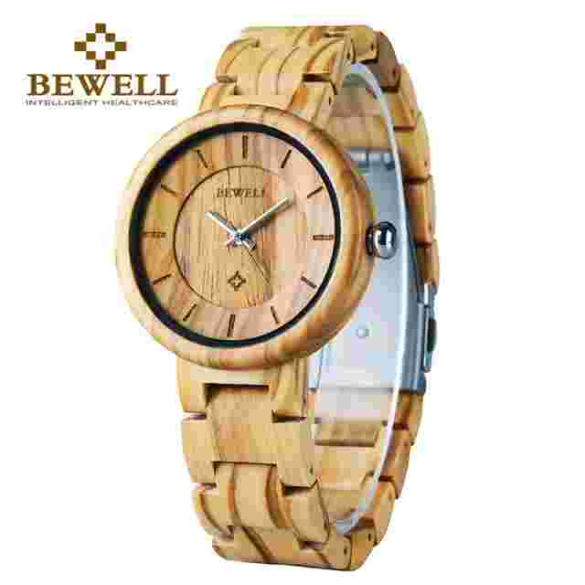 BEWELL Handmade Wooden Women Watch Casual Quartz Ladies Wood Watches Girls Gifts