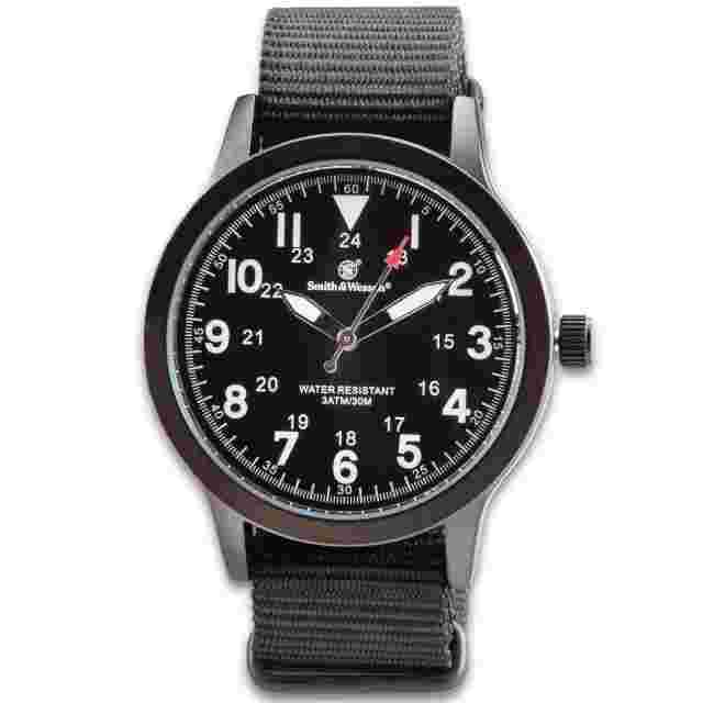 Smith & Wesson Black Canvas Tactical Military Case 30m Water Resistant Watch