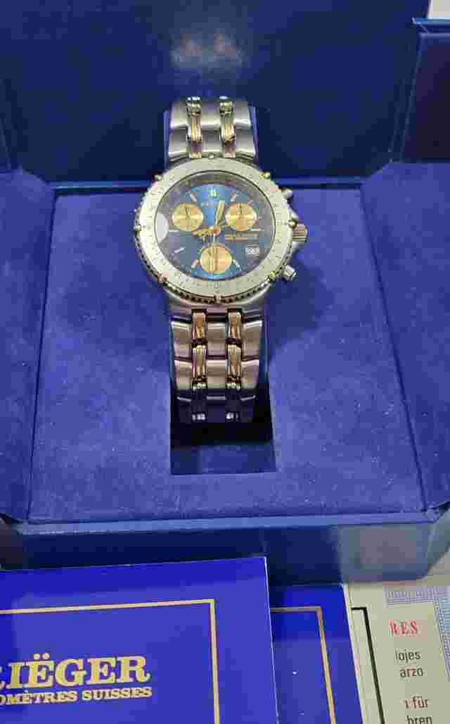 Krieger 18k Gold/ Stainless Steel Chronometer 40mm 27 Jewels Swiss Quartz Men's