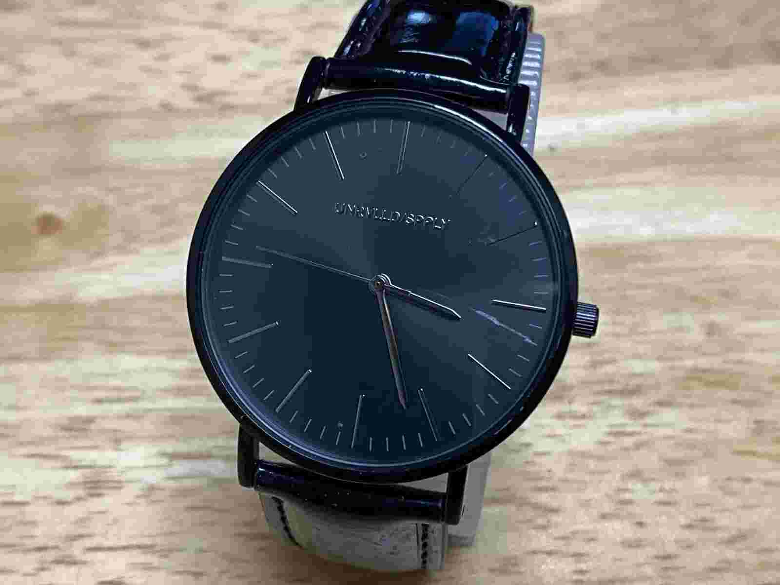 ASOS Watch Japan Quartz Men All Black Leather Band New Battery