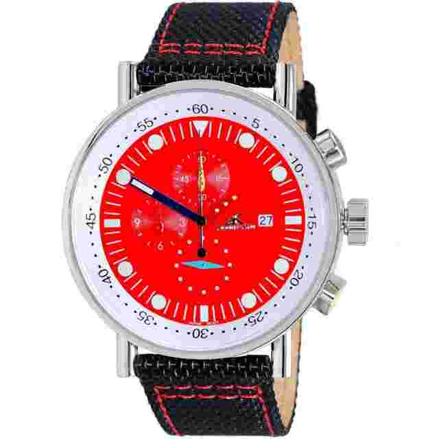 Adee Kaye Mens Watch Stainless Steel Red Dial AK2267-40RD Quartz 5ATM
