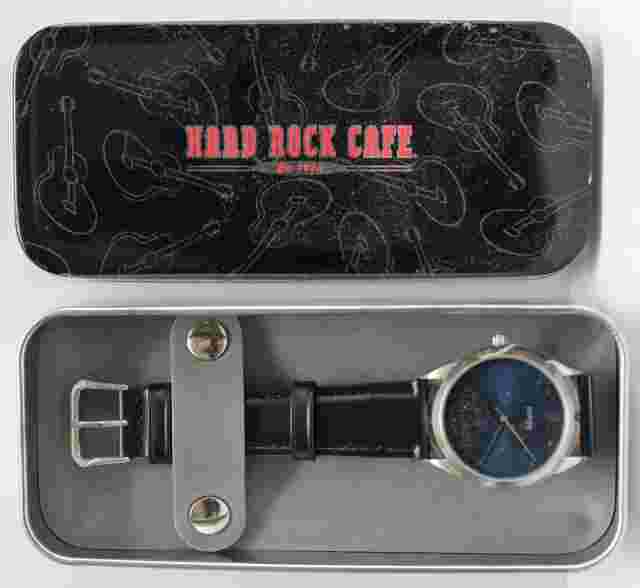 HARD ROCK CAFE MIAMI Men's Watch - Blue Face with Black Leather Strap in Box