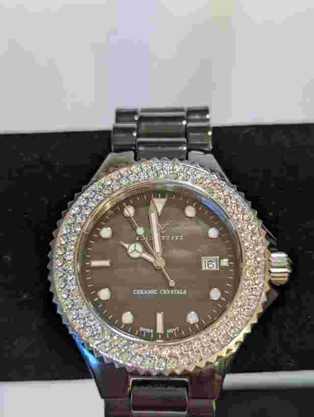 Klaus Kobec watch diamond black stainless steel ceramic crystals ST00147 CC10