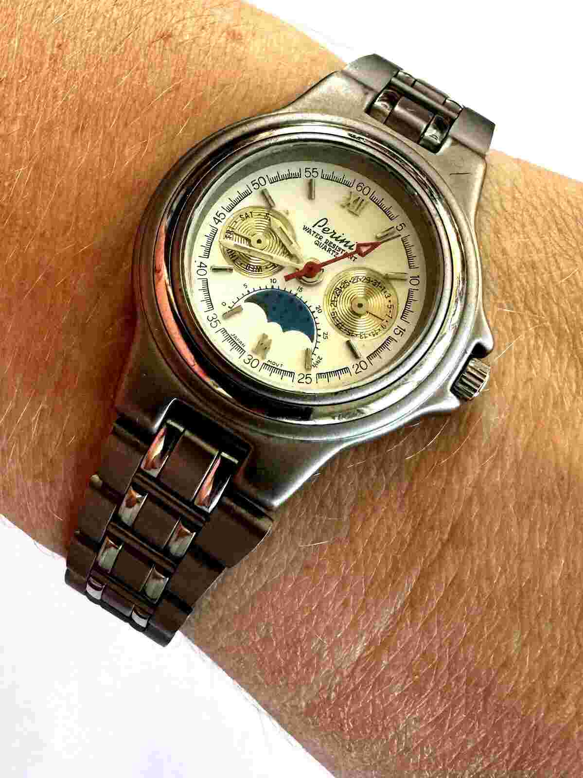 Perini Quartz Half Moon Japan Movt Ladies Watch Water Resistant Runs