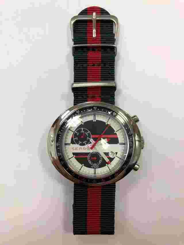 Sears automatic watch tachymeter scale daydate NOS-Style unworn XXL case NATO