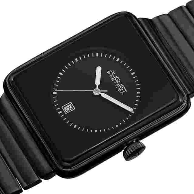 Men's August Steiner AS8181BK Rectangular Black Case Date Display Watch