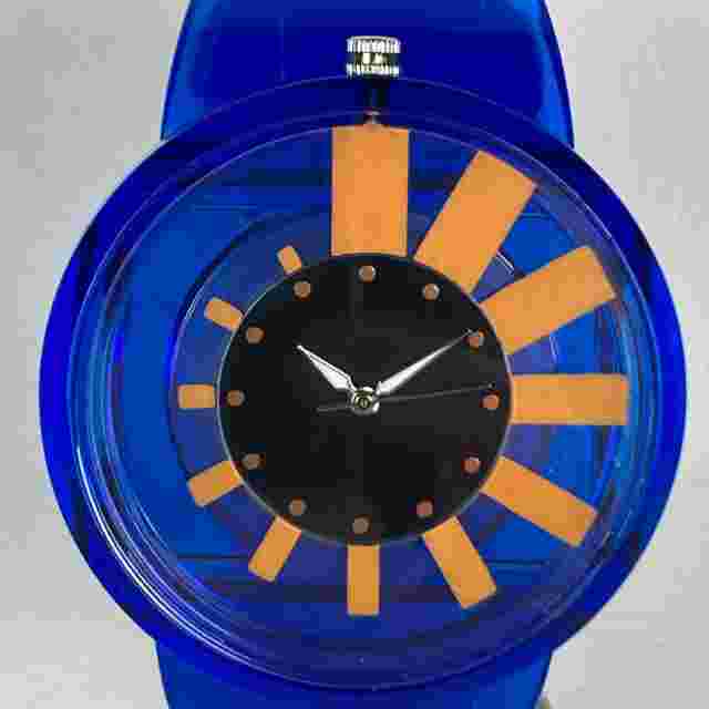 Flud The Nightlife Watch Men 46mm Blue Orange Plastic New Battery 8.75"